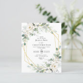 eucalyptus witte bloemrijke kader trouw uitnodigin (Staand voorkant)