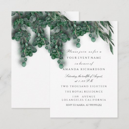 Eucalyptus Witte Bruiloft Bos Landelijk Kaart (Voorkant / Achterkant)