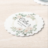 Eucalyptus Witte Roos Bloemrijke Bruidsdouche Kartonnen Onderzetters (Gekanteld)