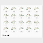 Eucalyptus Witte Roos Groene Bloemen Bruiloft Ronde Sticker (Vel)