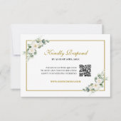 Eucalyptus Witte Roos Groene Huwelijks QR Code RSVP Kaartje (Voorkant)
