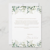 Eucalyptus Witte Verloving Aankondigingskaart Kaart (Achterkant)
