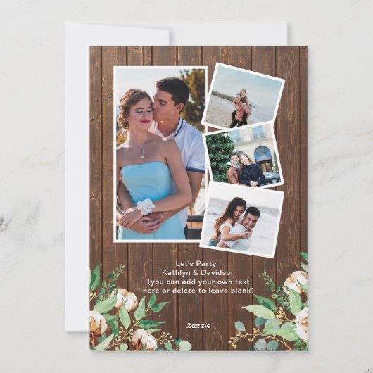 Eucalyptus Wood 4 Foto I Do Verloving Invitation Feestdagenkaart (Achterkant)