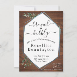 Eucalyptus Wood Brunch en Bubble Vrijgezellenfeest Kaart