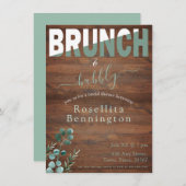 Eucalyptus Wood Brunch en Bubble Vrijgezellenfeest Kaart (Voorkant / Achterkant)