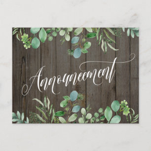 Eucalyptus & Wood Uitgestelde aankondiging huwelij Briefkaart
