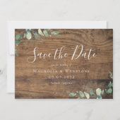 Eucalyptus Wood Weddenschap Save The Date (Voorkant)