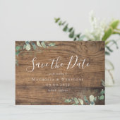 Eucalyptus Wood Weddenschap Save The Date (Staand voorkant)