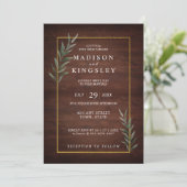 Eucalyptus Wood Wood Rechthoek Moderne bruiloft Kaart (Staand voorkant)