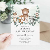 Eucalyptus Woodland Animals Greenery 1st Birthday Kaart