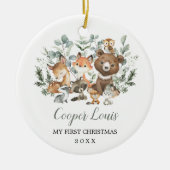 Eucalyptus Woodland Dieren Baby 1e Kerstdag Keramisch Ornament (Voorkant)