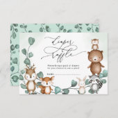 Eucalyptus Woodland Greenery Animals Diaper Raffle Informatiekaartje (Voorkant / Achterkant)