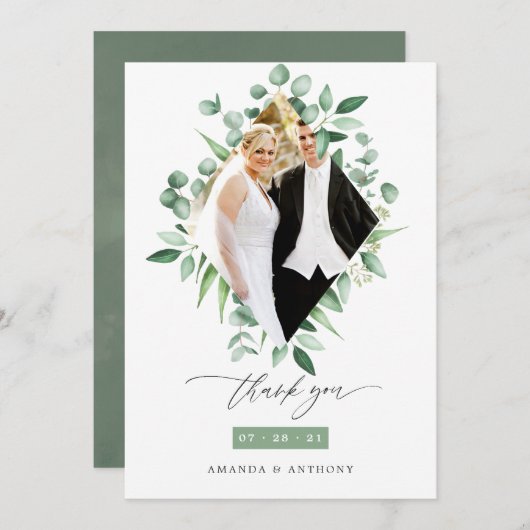 Eucalyptus Woodland groen bruiloft Bedankkaart (Voorkant / Achterkant)