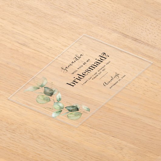 Eucalyptus word je mijn Bridesmaid Acryl Uitnodigingen (Laagn)