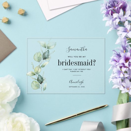 Eucalyptus word je mijn Bridesmaid Acryl Uitnodigingen (Insitu (Huwelijk))