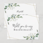 Eucalyptus word je mijn Bridesmaid? Kaart (Voorkant / Achterkant)