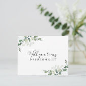 Eucalyptus word je mijn Bridesmaid? Kaart (Staand voorkant)