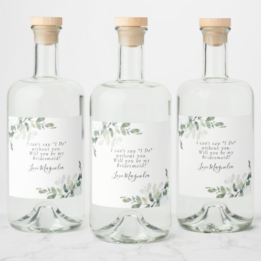 Eucalyptus word je mijn Bridesmaid? Voorstel Likeurfles Etiket (Flessen)