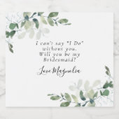 Eucalyptus word je mijn Bridesmaid? Voorstel Likeurfles Etiket (Enkel label)