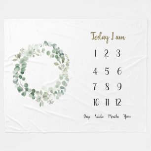 Eucalyptus worstelt de Baby eerste jaarse mijlpaal Fleece Deken