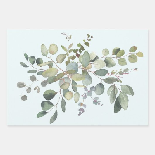 Eucalyptus Wrapping Paper Flat Sheet Set van 3 (Voorkant 3)