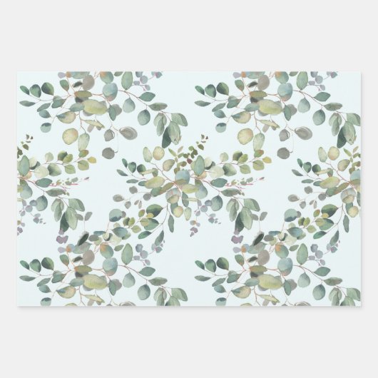 Eucalyptus Wrapping Paper Flat Sheet Set van 3 (Voorkant)