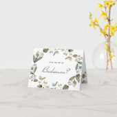 Eucalyptus Wreate zal mijn Bridesmaid zijn Kaart (Gele Bloem)