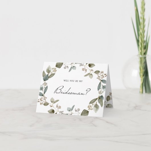Eucalyptus Wreate zal mijn Bridesmaid zijn Kaart (Voorkant)