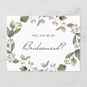 Eucalyptus Wreate zal mijn Bridesmaid zijn Uitnodiging Briefkaart
