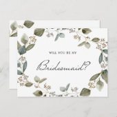 Eucalyptus Wreate zal mijn Bridesmaid zijn Uitnodiging Briefkaart (Voorkant / Achterkant)