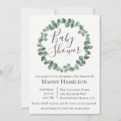 Eucalyptus Wreater Baby shower Invitation Kaart (Voorkant)