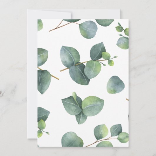 Eucalyptus Wreater Baby shower Invitation Kaart (Achterkant)