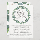 Eucalyptus Wreater Baby shower Invitation Kaart (Voorkant / Achterkant)