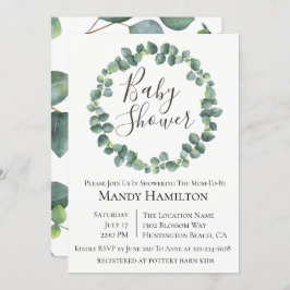 Eucalyptus Wreater Baby shower Invitation Kaart