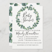 Eucalyptus Wreater Baby shower Invitation