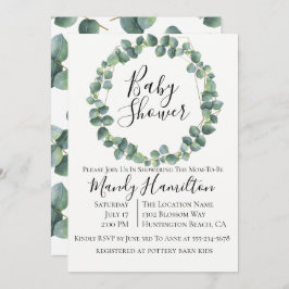 Eucalyptus Wreater Baby shower Invitation Kaart