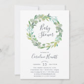 Eucalyptus Wreater Baby shower Invitation Kaart (Voorkant)