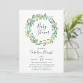 Eucalyptus Wreater Baby shower Invitation Kaart (Staand voorkant)