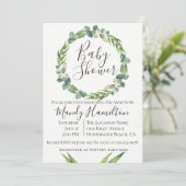 Eucalyptus Wreater Baby shower Invitation Kaart (Staand voorkant)