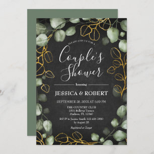 Eucalyptus Wreater Chalkboard Couples Shower Kaart