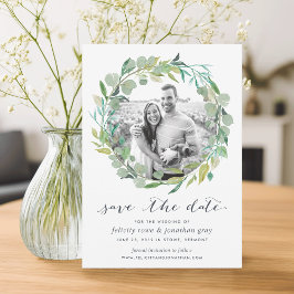 Eucalyptus Wreatfoto Save the Date Kaart