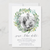 Eucalyptus Wreatfoto Save the Date Kaart (Voorkant)