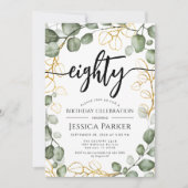 Eucalyptus Wreath 80th Birthday Party Kaart (Voorkant)