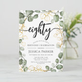 Eucalyptus Wreath 80th Birthday Party Kaart (Staand voorkant)