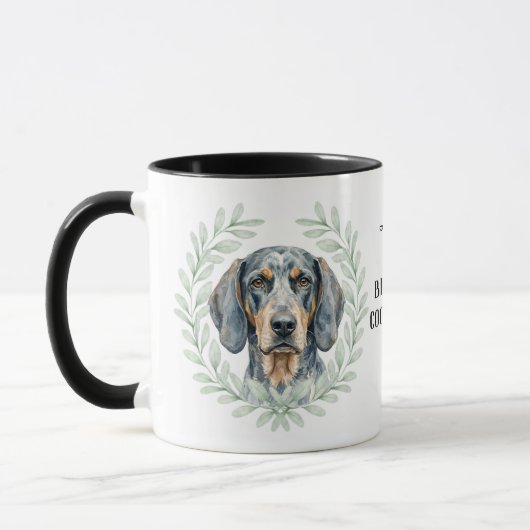 Eucalyptus Wreath Bluetick Coonhound Monogram Mok (Links)