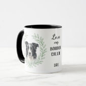 Eucalyptus Wreath Border Collie Monogram Mok (Voorkant links)