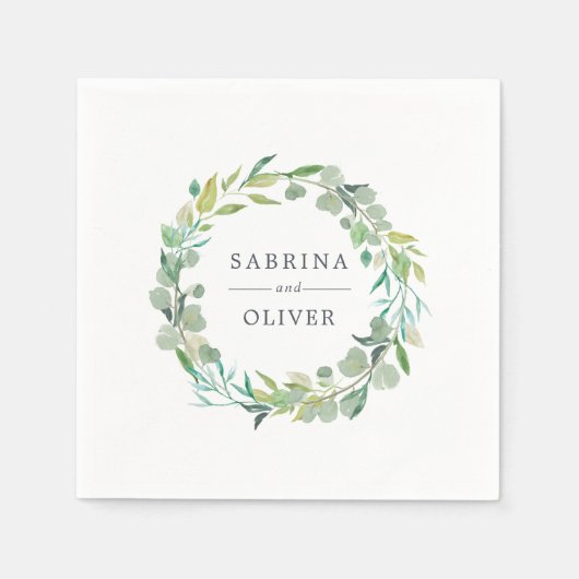 Eucalyptus Wreath | Botanisch gepersonaliseerd huw Servet (Voorkant)