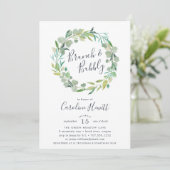 Eucalyptus Wreath Brunch & Bubble Invitation Kaart (Staand voorkant)