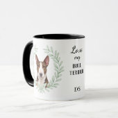 Eucalyptus Wreath Bull Terrier Dog Monogram Mok (Voorkant links)