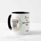 Eucalyptus Wreath Bullmastiff Dog Monogram Mok (Voorkant links)